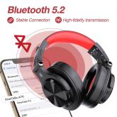 Casca OneOdio wireless, cu fir, tip over ear, utilizare multimedia, DJ, conectare prin Bluetooth 5.2 | Jack 3.5 mm | Jack 6.35 mm, difuzor 40 mm, impedanta 32 Ohm, acumulator 650 mAh, rosu, 