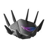 ASUS ROG RAPTURE GT-AXE11000 WI-FI 6 Gaming Router, Wi-Fi 6E (802.11ax), Wi-Fi 6 (802.11ax), 2.4GHz 1148Mbps, 5GHz 4804Mbps, 6GHz 4804Mbps, 8 x antene externe, 1.8GHz quad-core processor, Memorie: 256MB NAND flash and 1GB DDR3 SDRAM, interfata RJ45 for Gi