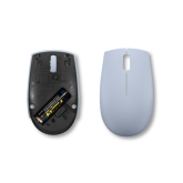 Lenovo 300 Wireless Compact Mouse Frost Blue, Tip: Standard, Rezolutie (dpi): 1000 dpi, Butoane/rotite, 3, Interfata mouse/ Tehnologie: Wireless, Interfata receiver, dongle USB 2.4GHz, Culoare: Albastru, Dimensiune (mm): 97.91 x 57.99 x 32.53 mm, Greutate