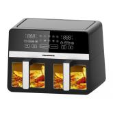 FRITEUZA DUBLA CU AER CALD HEINNER SIMCOOK HAF-K10DB24BK, 2400W, CAPACITATE TOTALA: 9.5L, TERMOSTAT AJUSTABIL CU DISPLAY LED, CONTROL DIGITAL INDIVIDUAL, 10 PROGRAME PRESETATE, FUNCTIE DECONGELARE, TIMER 60 MIN, CUVA CU INVELIS ANTIADERENT, NEGRU
