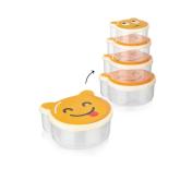 SET 4 CASEROLE  CU CAPAC , PLASTIC, SMILEY, ART OF DINING BY HEINNER