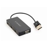 HUB extern GEMBIRD, porturi USB: USB 2.0 x 4, conectare prin USB 2.0, cablu 0.15 m, negru, 