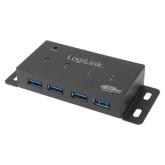 HUB extern LOGILINK, porturi USB: USB 3.0 x 4, conectare prin USB 3.0, alimentare retea 220 V, negru, 