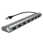 HUB extern LOGILINK, porturi USB: USB 3.0 x 7, conectare prin USB 3.0, cablu 0.1 m, argintiu, 
