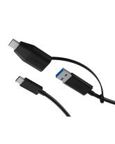 CABLU alimentare si date Icy Box, pt smartphone USB 3.2 Type-C Gen 2, la USB Type-A/Type-C, 35cm, plastic, negru, 