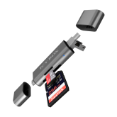 CARD Reader Icy Box interfata USB 2.0, citeste/scrie: SD, microSD, adaptor USB Type-C&Micro-B, 