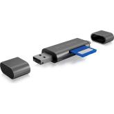 CARD Reader Icy Box interfata USB 3.2 Gen 1, citeste/scrie: SD, microSD, adaptor USB Type-C/Type-A&Micro-B, aluminiu, antracit, 