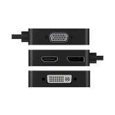 DOCKING Station Icy Box universal, 4-in-1, conectare PC USB Type C, USB-C x 1, porturi video HDMI x 1, DP x 1, DVI x 1, VGA x 1, negru, 