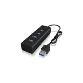 HUB extern Icy Box, porturi USB: USB 3.0 x 4, conectare prin USB-A, aluminiu, negru, 