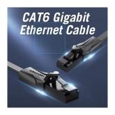 Patch Cord UTP Vention, Cat. 6, 0.75m, flat cable, conductor cupru - aluminiu, viteza max transfer 1 Gbps, invelis PVC, negru, 