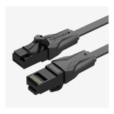 Patch Cord UTP Vention, Cat. 6, 1m, flat cable, conductor cupru - aluminiu, viteza max transfer 1 Gbps, invelis PVC, negru, 