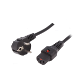 ASM IEC-EL249S Power Cable, R/A Schuko plug, HO5VV-F 3 X 1.00mm2 to C13 IEC LOCK, 1m black 