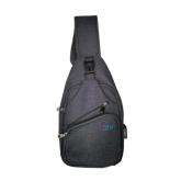 RUCSAC Sling Iggy, polyester,1 bretea, 1 compartiment principal,2 compartimente frontale, 32x16x6.9cm, mufa USB incarcare+cablu, gri, 