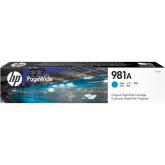 Cartus Cerneala Original HP Cyan, nr.981A, pentru PageWide 556dn|556xh|E55650dn|MFP 586z|586dn|586f|E58650z|E58650dn, 6k, incl.TV 1.2incl.TV 
