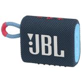 JBL GO 3 - Wireless Bluetooth portable speaker with integrated loop for travel with USB-C - Blue/Pink