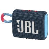 JBL GO 3 - Wireless Bluetooth portable speaker with integrated loop for travel with USB-C - Blue/Pink