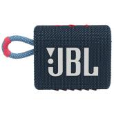 JBL GO 3 - Wireless Bluetooth portable speaker with integrated loop for travel with USB-C - Blue/Pink