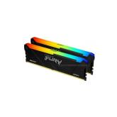 Memorie RAM Kingston Fury Beast RGB, DIMM, DDR4, 64GB, 3600MHz, CL18, 1.35V, Kit of 2, RGB Lighting
