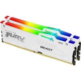 Memorie RAM Kingston, DIMM, DDR5, 32GB, 5200MHz, CL36, 1.35V, FURY Beast White, RGB, Kit of 2