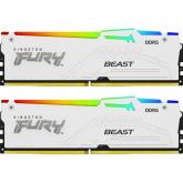 Memorie RAM Kingston, DIMM, DDR5, 32GB, 5200MHz, CL40, 1.35V, FURY Beast White, RGB, Kit of 2