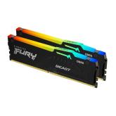 Memorie RAM Kingston, DIMM, DDR5, 64GB, 6000MHz, CL40, 1.35V, FURY Beast, Kit of 2, RGB
