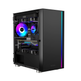 CARCASA PCCOOLER, Middle Tower, mATX, ITX, fara sursa, sticla securizata, 1 ventilator inclus ARGB, negru, USB 3.2 gen 1 x 1, USB 2.0 x 2, mic, audio, 