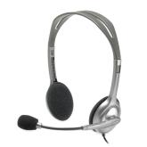 LOGITECH H110 Wired Stereo Headset - GRAY/SILVER - Dual Plug