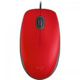 LOGITECH M110 Wired Mouse - SILENT - RED - USB