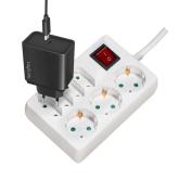 PRELUNGITOR LOGILINK, Schuko x 3, Euro skt x 4, conectare prin Schuko (T), cablu 5 m, 16 A, protectie stropire cu apa, on / off, alb, 