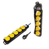 PRELUNGITOR LOGILINK, Schuko x 5, conectare prin Schuko (T), cablu 1.5 m, 16 A, protectie stropire cu apa, negru/ galben, 