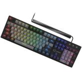 LORGAR Azar 514, Wired mechanical gaming keyboard, RGB backlight, 1680000 colour variations, 18 modes, keys number: 104, 50M clicks, linear dream switches, spring cable up to 3.4m, ABS plastic+metal, magnetic cover, 450*136*39mm, 1.17kg, black, EN layout