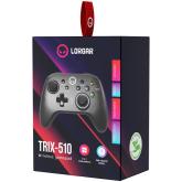 LORGAR TRIX-510, Gaming controller, Black, BT5.0 Controller with built-in 600mah battery, 1M Type-C charging cable ,6 axis motion sensor support nintendo switch ,android,PC, IOS13, PS3, normal size dongle,black