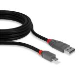 Cablu transfer Lindy LY-36733, USB 2.0 Type A to MicroUSB, 2m, Anthra Line