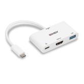 Adaptor Lindy LY-43340, USB Type C to HDMI with USB Type A port and Power Delivery, alb