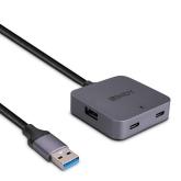 Hub Lindy 4 Porturi, interfata USB 3.2 / 3.1 Gen 1 / USB 3.0, lungime 5m, latime de banda suportata 5Gbs, chipset: VL817-Q7, gri