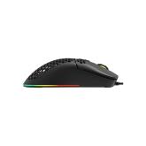 MOUSE DELUX, gaming, cu fir, USB, optic, 7200 dpi, butoane/scroll 7/1, RGB light, cablu braided, negru, 