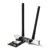 AX3000 Dual-Band Wi-Fi 6 Bluetooth PCI Express Adapter SPEED: 2402 Mbps at 5 GHz + 574 Mbps at 2.4 GHz SPEC: 2× High Gain Dual-Band External Antennas FEATURE: Wi-Fi 6, MU-MIMO, OFDMA, 1024 QAM, HE160, WPA3, Bluetooth 5.2
