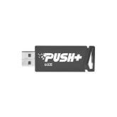 MEMORIE USB 3.2 PATRIOT PUSH+,  64 GB, profil mic, negru, 