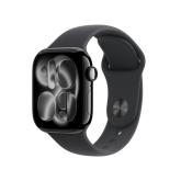 Apple Watch Series 11 GPS 42mm Jet Black Aluminium Case with Black Sport Band - S/M