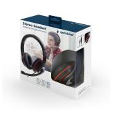 CASTI Gembird, cu fir, standard, utilizare multimedia, call center, microfon pe brat, conectare prin Jack 3.5 mm, red / negru, 