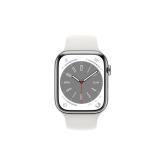 Apple Watch S8 Cellular 41mm Silver Stainless Steel Case with White Sport Band - Regular