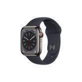 Apple Watch S8 Cellular 41mm Graphite Stainless Steel Case with Midnight Sport Band - Regular