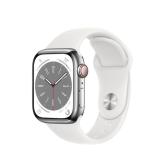 Apple Watch S8 Cellular 45mm Silver Aluminium Case with White Sport Band - Regular