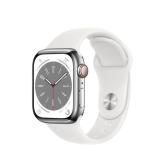 Apple Watch S8 GPS 41mm Silver Aluminium Case with White Sport Band - Regular