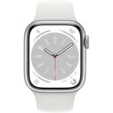 Apple Watch S8 GPS 41mm Silver Aluminium Case with White Sport Band - S/M