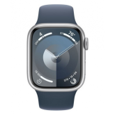 Apple Watch S9 GPS 41mm Silver Alu Case w Storm Blue Sport Band - S/M