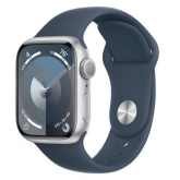 Apple Watch S9 GPS 41mm Silver Alu Case w Storm Blue Sport Band - S/M