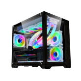 Carcasa 1STPLAYER MV6 Mid Tower ARGB NEGRU, Tempered Glass, Sloturi Expansiune 4, Drive Bays: 2x3.5