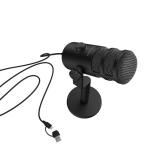 Microfon Genesis Radium 350D, tip Dynamic, model cardioid, suport fix, conectivitate USB-C, raspuns in frecventa 60 - 14.000 Hz, sensibilitate 48 dB, lungime cablu 250 cm, negru