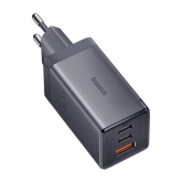 INCARCATOR retea Baseus GaN5 Pro, Quick Charge 65W, 1 x USB, 2 x USB Type-C, include cablu USB Type-C la USB Type-C 100W 1m, gri 